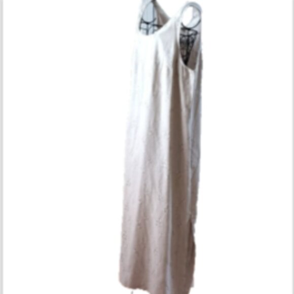 Momentum Linen Embroidered Sleeveless Side Slit Maxi Dress 16 Laginlook Natural - Picture 3 of 15
